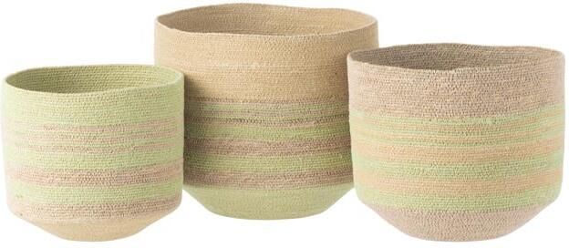 J-Line Set Van 3 Mand Strepen Zeegras Naturel|Groen