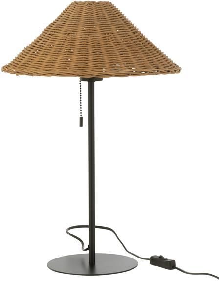 J-Line Tafellamp Metaal|rattan Zwart|naturel 32x32x50cm