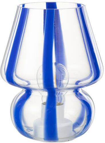 J-Line tafellamp Strepen glas transparant|blauw large