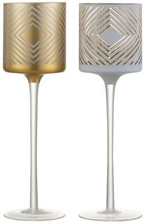 J-Line Theelichthouder | Glas | Goud | 9x9x (h)30 Cm
