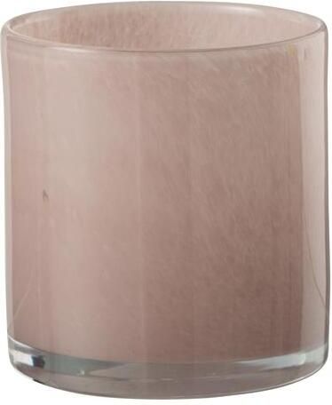 J-Line Theelichthouder | Glas | Roze | 12x12x (h)12 Cm