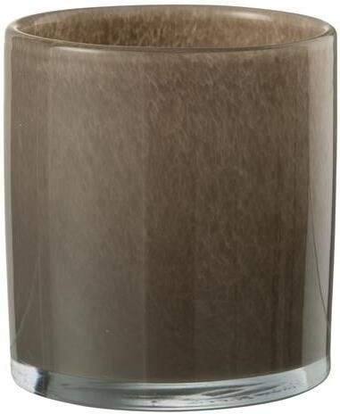 J-Line theelichthouder Jade glas bruin medium