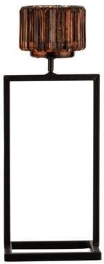 J-Line theelichthouder Staander Recht glas bruin small