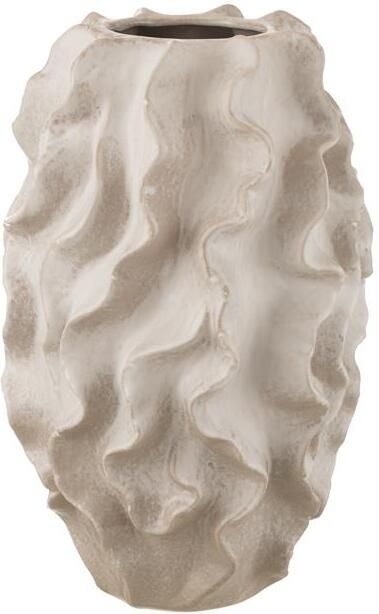 J-Line vaas Abstract Golven klei beige large 48 cm hoog