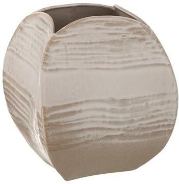 J-Line vaas Abstract Vierkant klei beige large Ø 22.5 cm