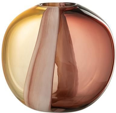 J-Line vaas Arun glas bruin|geel small Ø 11.5 cm