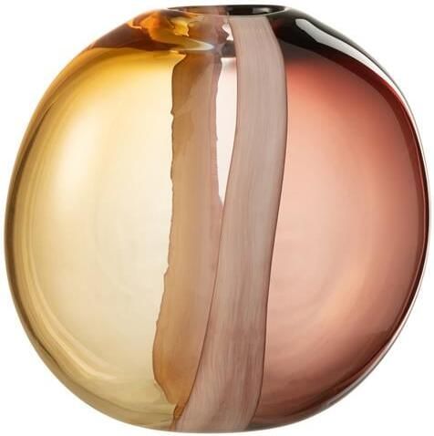 J-Line vaas Arun glas bruin|geel small Ø 13.5 cm