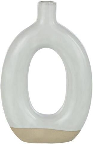 J-Line vaas Cirkel poselein wit|beige large 25.5 cm hoog