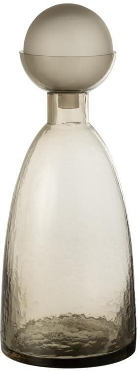 J-Line vaas Fles + Dop Yara glas greige large 43 cm hoog