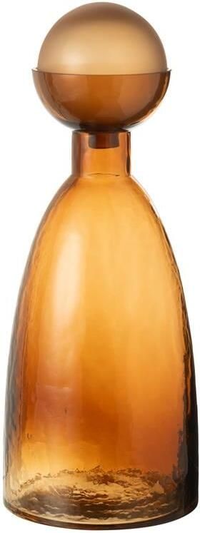 J-Line vaas Fles + Dop Yoko glas bruin large 43 cm hoog