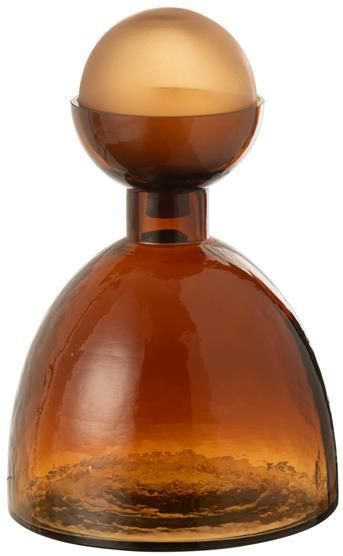 J-Line vaas Fles + Dop Yoko glas bruin small Ø 20 cm