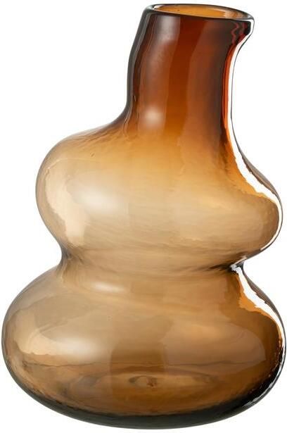 J-Line vaas Fles glas bruin large 33 cm hoog