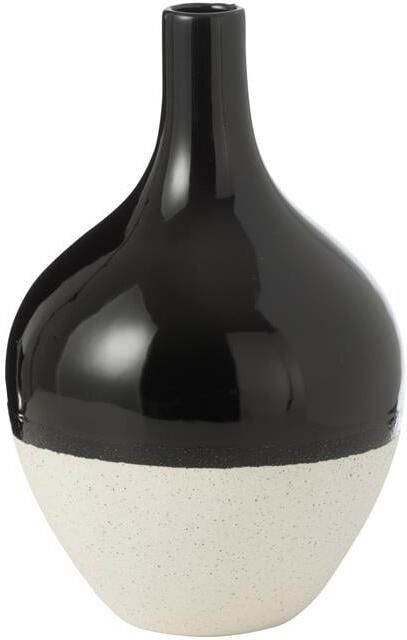 J-Line vaas Iva porselein zwart|wit large Ø 21 cm