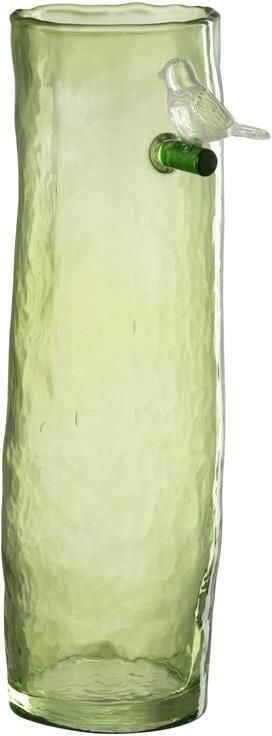 J-Line vaas Lang Vogel glas groen large 32 cm hoog