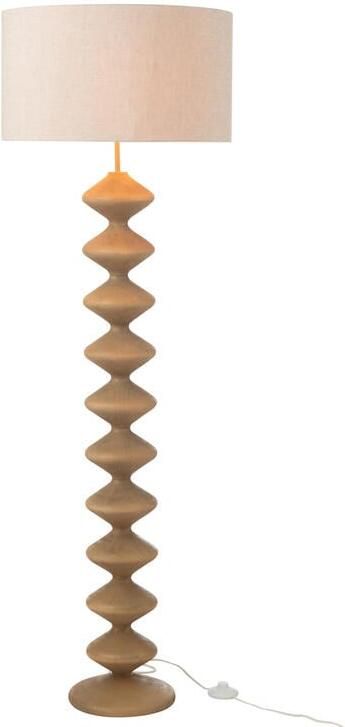 J-Line Vloerlamp Rups Populierenhout Naturel|grijs 48x48x156cm