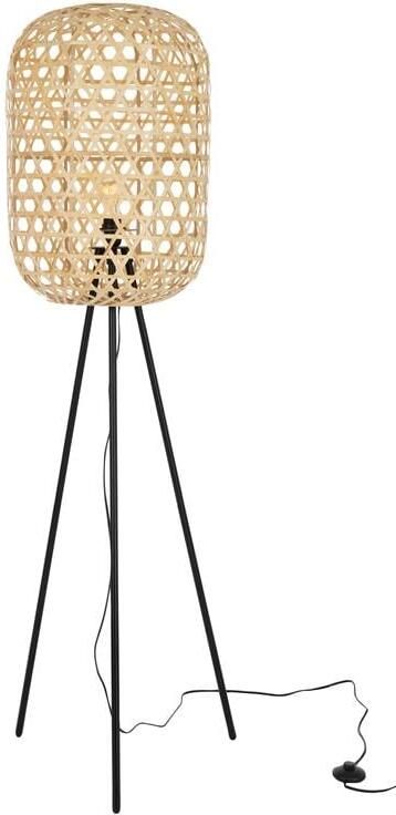 J-Line vloerlamp Tripod Rond bamboe|metaal naturel|zwart