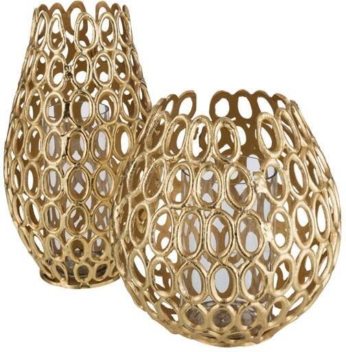 J-Line windlicht Eva Ringen aluminium goud large