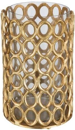 J-Line windlicht Rond Ringen aluminium goud large