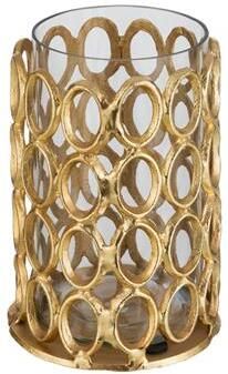 J-Line windlicht Rond Ringen aluminium goud medium