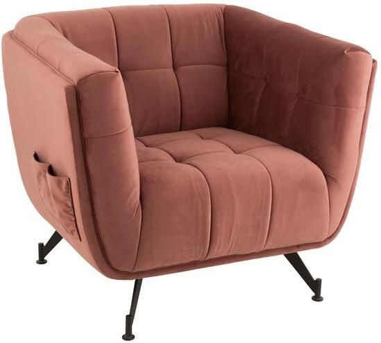 J-Line zetel Lounge 1-zit textiel hout metaal antiek roze - Foto 3