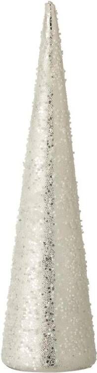 J-Line Kerstboom Kegel parel glas wit| zilver 36 cm