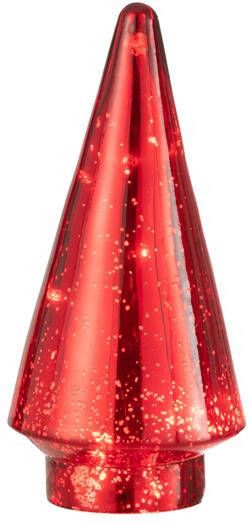 J-Line decoratie Kerstboom glas rood LED lichtjes medium