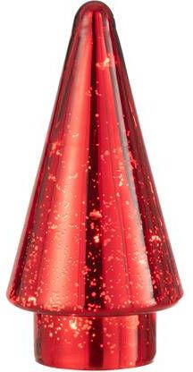 J-Line Kerstboom glas rood LED lichtjes small