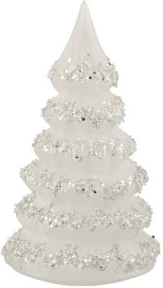 J-Line Kerstboom lijnen glitter|wit|zilver glas large