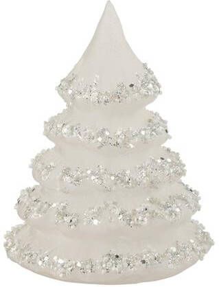 J-Line Kerstboom lijnen glitter|wit|zilver glas small