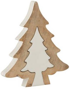 J-Line kerstboom Puzzle Mango hout wit medium