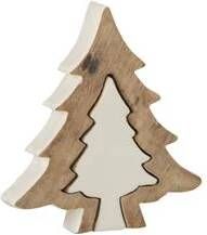 J-Line Kerstboom Puzzle Mango Hout Wit|White Wash Small