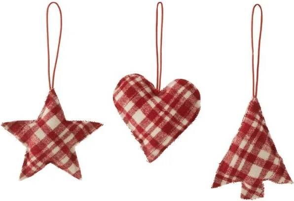 J-Line Kersthanger hart| ster| kerstboom textiel 3x