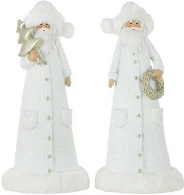 J-Line Kerstfiguren poly wit|goud 2 stuks