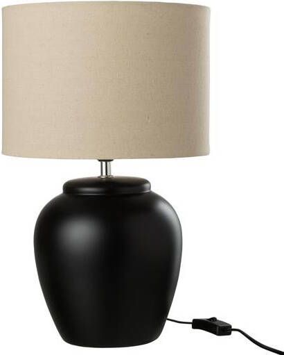 J-Line Lamp Meli + kap keramiek linnen zwart small - Foto 1