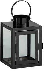 J-Line lantaarn Vierkant metaal|glas zwart