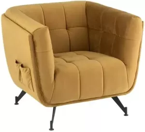 J-Line Lounge Zetel 1-Zit Textiel|Hout|Metaal Oker
