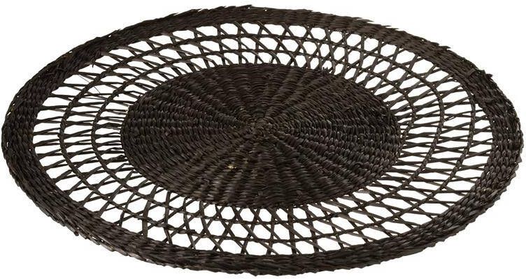 J-Line Rond Zeegras placemat jute zwart 6x