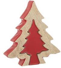 J-Line Kerstboom hout rood small