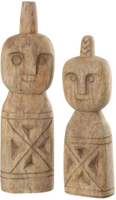 J-Line Set Van 2 Afrikaans Gerkefd Figuur Hout Naturel