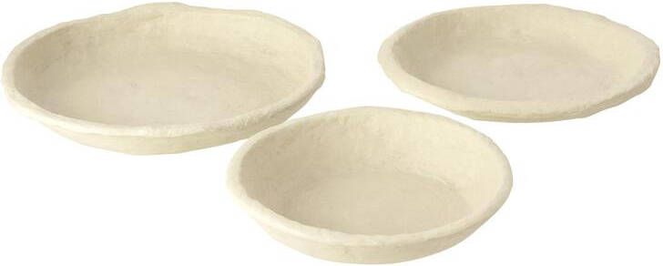 J-Line schaal Chad papier mache|karton wit 3 stuks