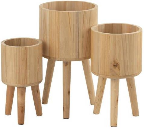 J-Line bloempotten Klassiek hout naturel Ø 27.00 cm 3 stuks - Foto 1