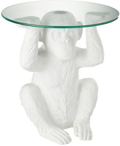 J-Line tafel Aap kunststof glas wit