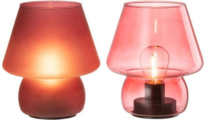 J-Line Tafel Lamp Mat|Transparant Glas Roze Framboos Assortiment Va