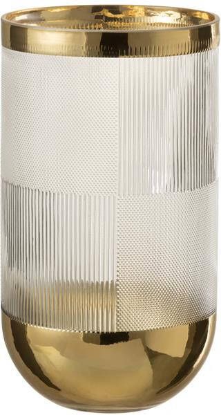 J-Line vaas Cylinder Motief glas transparant|goud large