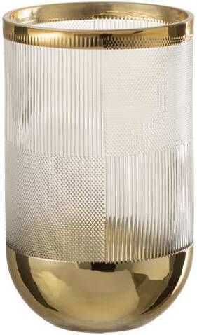 J-Line vaas Cylinder Motief glas transparant|goud small