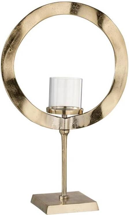 J-Line windlicht Rond Voet aluminium goud large