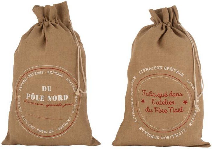 J-Line Franse jute zak voor kerst textiel naturel 80 cm