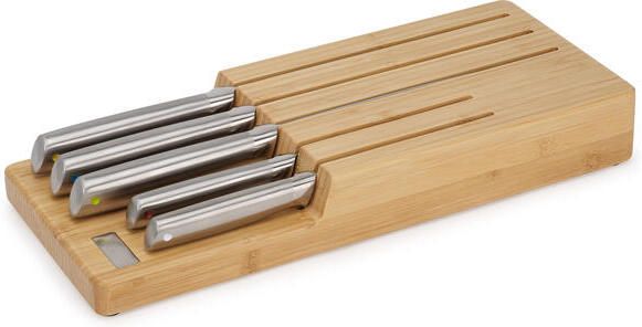 Joseph Elevate Steel Messen met Houder voor Lade Bamboe 5-Delig