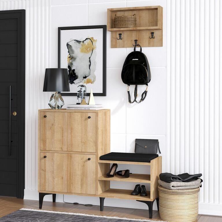 Kalune Design Giga Meubel Schoenenkast Naturel Hout 110x35x92cm Bred