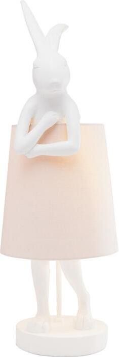 Kare Design Animal Rabbit Tafellamp Wit|Lichtroze Lampenkap - Foto 2